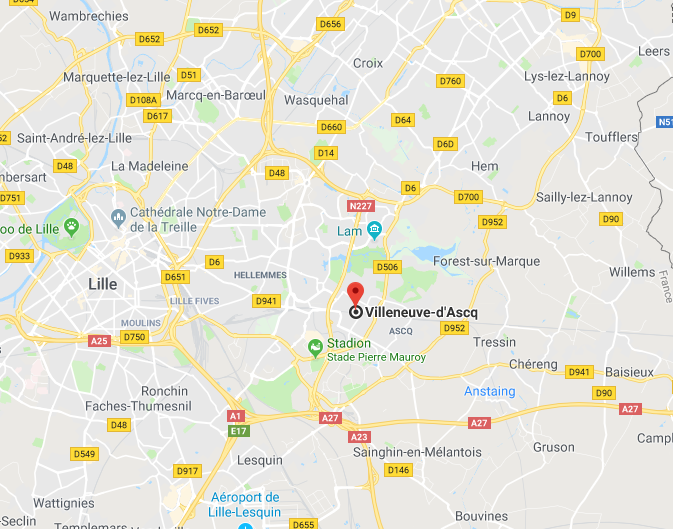 mapa administracyjna miasta Villeneuve d'Ascq