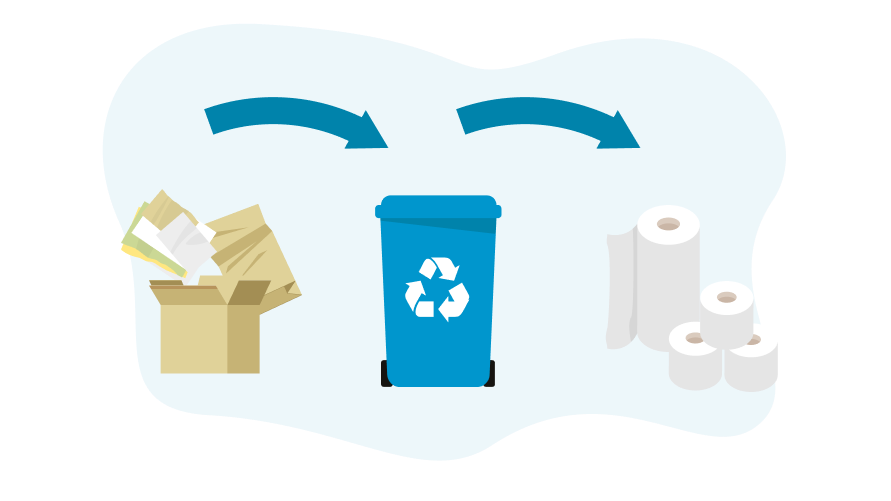 Recykling papieru - rysunek ilustracyjny