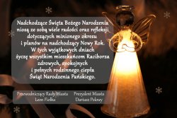 Świąteczne życzenia prezydenta oraz przewodniczącego rady miasta