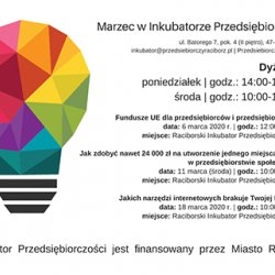 Inkubator Przedsiębiorczości - rozkład na marzec