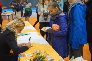 Justyna Świety powitana przez raciborską młodzież