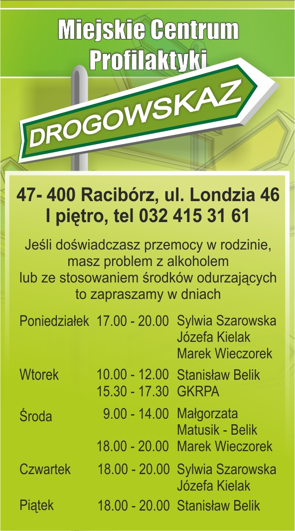 Informacje o centrum Drogowskaz - plakat