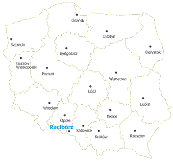 Racibórz on polish map