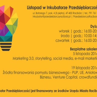 Listopad w Inkubatorze Przedsiębiorczości