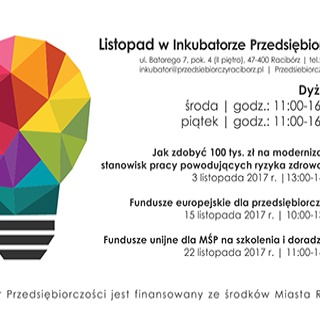 Raciborski Inkubator Przedsiębiorczości w listopadzie